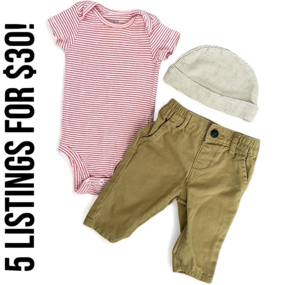 Carter’s & Children’s place 0-3 months Baby Boy matching outfit set 3 piece
